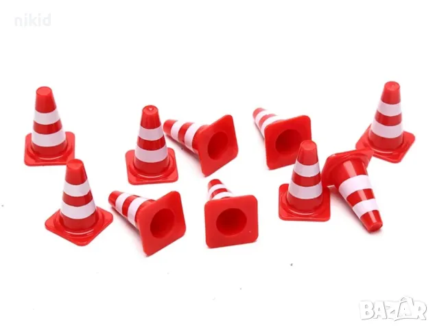 Мини конус конуси пътни знаци пластмасови декор украса торта макет игра, снимка 2 - Фигурки - 47697178