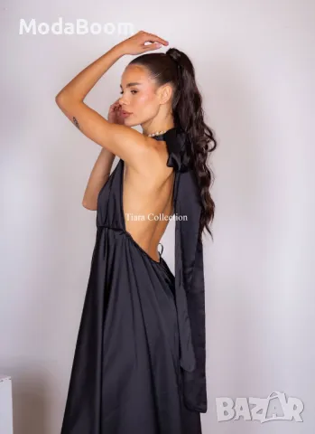 Дълга черна дамска рокля , снимка 3 - Рокли - 48076847