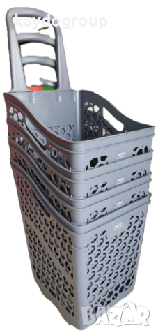 ПРОМО!!! PVC Сива кошница за пазаруване с колела, 75 литра, снимка 1 - Оборудване за магазин - 44838001