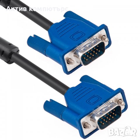 Кабел DeTech VGA - VGA, 1.5m, Ферит, Черен, снимка 1 - Кабели и адаптери - 39267576