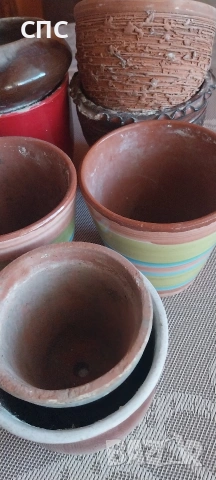 Комплект стари керамични саксии , снимка 2 - Стайни растения - 53752095