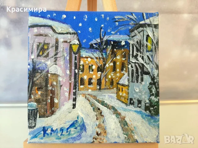 Коледни ръчно рисувани картини- миниатюри , снимка 10 - Коледни подаръци - 56403820