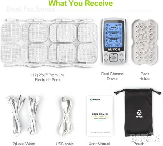 AUVON Двуканален TENS EMS апарат 24 режима , снимка 7 - Масажори - 51051600
