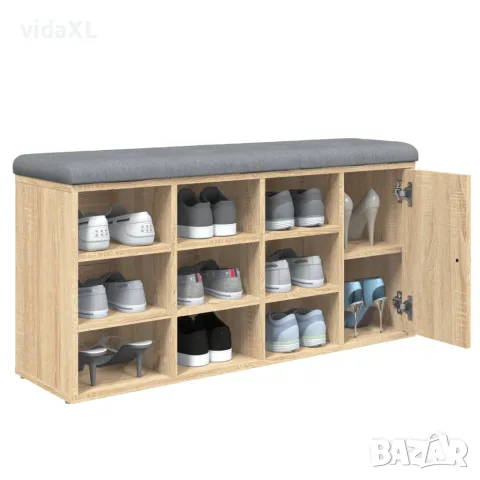 vidaXL Пейка за обувки, сонома дъб, 102x32x50 см, инженерно дърво, снимка 4 - Маси - 56148123