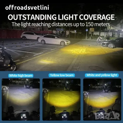 Универсален LED Диоден фар лупа къси дълги и халоген за мотор ATV Джип, снимка 6 - Аксесоари и консумативи - 49379985