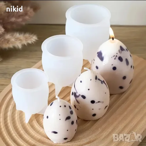 3D яйце 6 см силиконов молд форма фондан шоколад гипс смола свещ декор