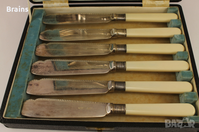Стар Комплект Английски Посребрени Прибори Вилици Ножове, снимка 2 - Антикварни и старинни предмети - 44838881