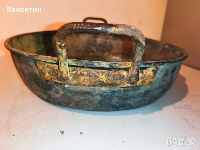 Медна тава с железни дръжки 17, снимка 5 - Антикварни и старинни предмети - 52539964