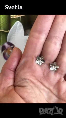Сребърни обеци цвете, снимка 2 - Обеци - 47759903