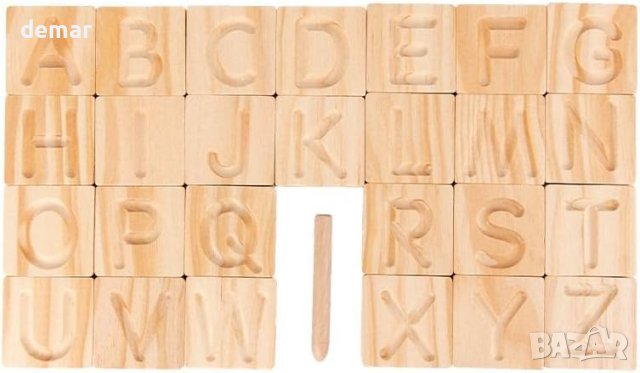 Дървени двустранни плочки за изучаване на азбуката - английски, снимка 2 - Образователни игри - 42133855