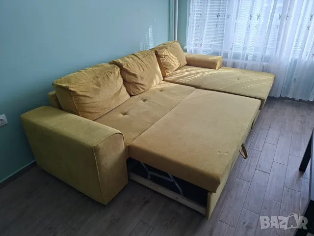 Продавам ъглов разтегателен диван с ракла, снимка 3 - Дивани и мека мебел - 55890195