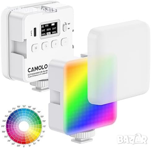 Нова Преносима RGB Видео светлина 360° 96LED CRI95+ 2500-9000K 