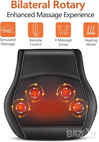 Масажна шиацу възглавница с топлина за дом или автомобил. Brelley Shiatsu, снимка 3 - Масажори - 52182866