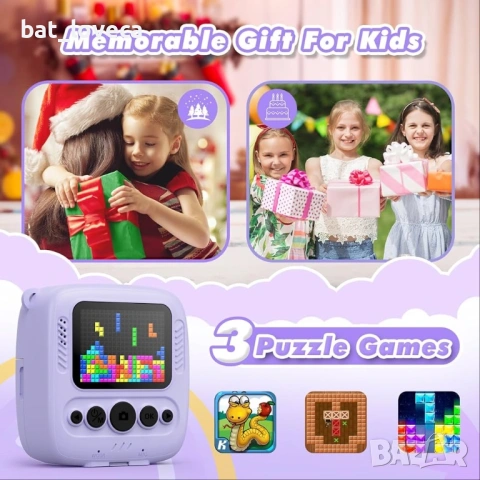 Нов Детски Дигитален Фотоапарат за Моментални Снимки, снимка 7 - Електрически играчки - 53760100