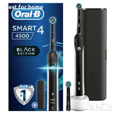 Електрическа четка за зъби Oral-B Smart 4 4500 Black Edition, Черна, 3 режима, 2 глави, Bluetooth, Т, снимка 5 - Други - 50104109