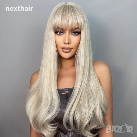 Перлено руса перука с бретон, снимка 2 - Аксесоари за коса - 52407131