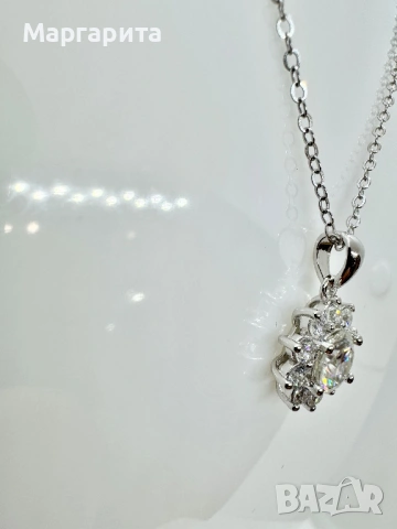 Сребърно колие с мойсанит (диамант)1 карат, снимка 9 - Колиета, медальони, синджири - 53205726
