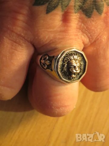 солиден сребърен мъжки пръстен с разярен  Лъв - заслужи уважение сребро, снимка 2 - Пръстени - 49535512