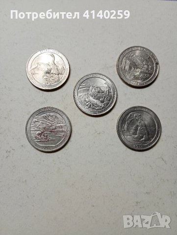САЩ МОНЕТИ ЛОТ 1/4 куортър Долар 2014 г 