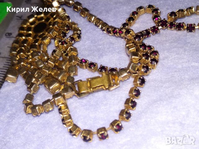 РАЗКОШНА СТАРИННА РЕТРО АРТ ДЕКО ПОЗЛАТЕНА БРОНЗОВА СКЪПОЦЕННА ОГЪРЛИЦА с КАМЪНИ ГРАНАТ 38656, снимка 16 - Антикварни и старинни предмети - 41622915