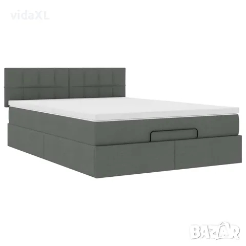 vidaXL Османска легло с матрак и LED, тъмносиво, 140x190 см, плат, снимка 7 - Спални и легла - 56147008