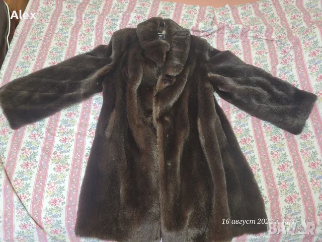 дамско палто от изкуствена кожа с косъм в тъмнокафяв (шоколадов) цвят, снимка 3 - Палта, манта - 56075714
