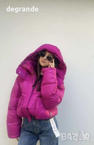 Дамско яке цвят циклама с ефектни ръкавички, снимка 2 - Якета - 52573973