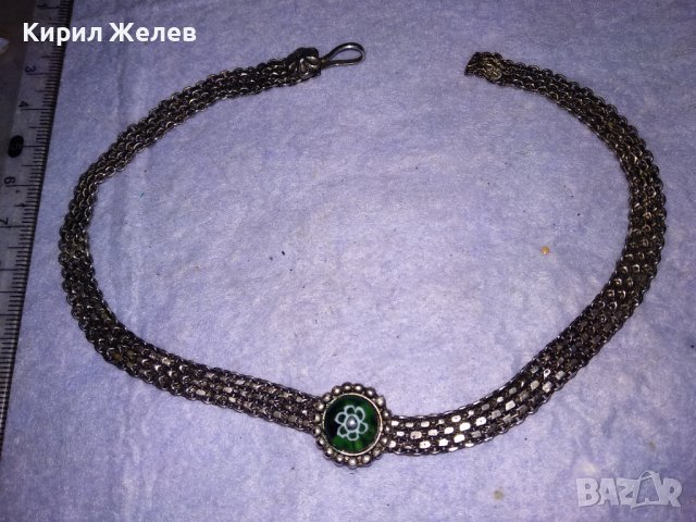 СТАРО РЕТРО ГОТИК АРТ КОЛИЕ ЧОКЪР посребрена благородна стомана с ВЕНЕЦИАНСКО СТЪКЛО МУРАНО 38661, снимка 2 - Антикварни и старинни предмети - 41682298