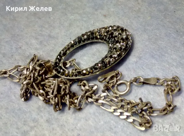 СКЪПОЦЕНЕН СРЕБЪРЕН ПЕНДАНТ СРЕБРО 925 с МАРКАЗИТИ ЦИРКОНИ и СРЕБЪРНА КАРТИЕ ВЕРИЖКА СРЕБРО925 40512, снимка 7 - Колиета, медальони, синджири - 49916660