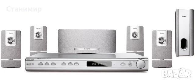 5.1 Домашно кино Philips HTR 5000 (Рисивър, Колони, Субуфер и Дистанционно)
