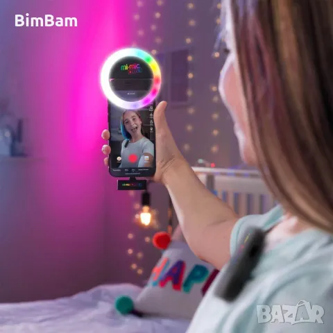 Безжичен микрофон Mi-Mic Live / 30 RGВ LЕD светлини, снимка 7 - Музикални играчки - 48549720