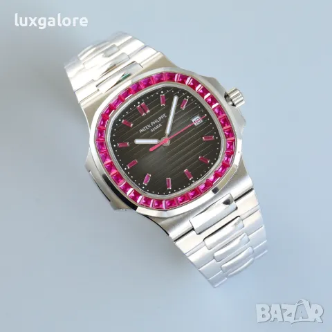 Мъжки часовник Patek Philippe Nautilus Ruby Bezel с автоматичен механизъм, снимка 2 - Мъжки - 49462637