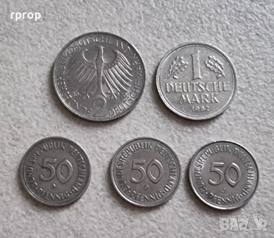 Монети . Германия.  1 , 2  дойче марки и  3 бройки по 50 пфенига., снимка 2 - Нумизматика и бонистика - 38325471