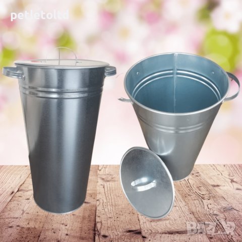 Градински кош за отпадъци с капак и дръжки (сет от 3 бр), снимка 2 - Железария - 39839735