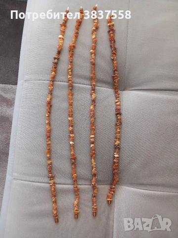 огърлица от необработен кехлибар, дължина 44-47 см , снимка 3 - Колиета, медальони, синджири - 53809208