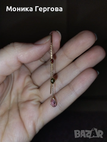 Висящи златни обеци, снимка 3 - Обеци - 53760872