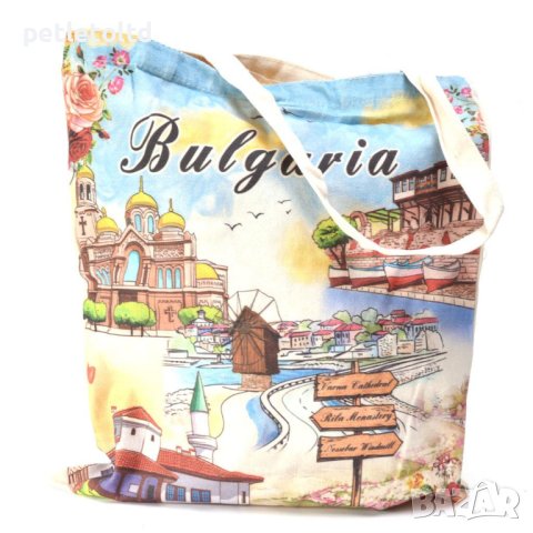 Сувенирна чанта, текстилна - тип пазарска - декорирана със забележителности от България 33см Х 37см, снимка 5 - Други - 44446588