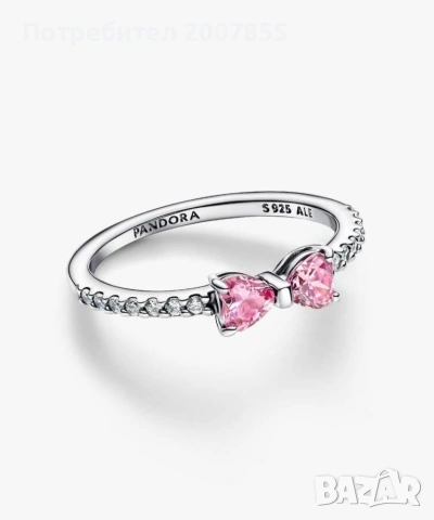 Сребърен пръстен Pandora с панделка , снимка 2 - Пръстени - 53790629
