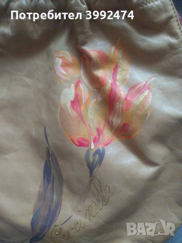 Дамска чанта Coccinelle,естествена кожа,рисувана, снимка 2 - Чанти - 44731472