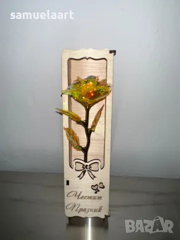 Гравирана подаръчна  кутия с роза!, снимка 5 - Изкуствени цветя - 47669131