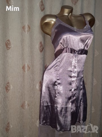 L Сатенена рокля в лилаво с пайети и воал, снимка 7 - Рокли - 41769426