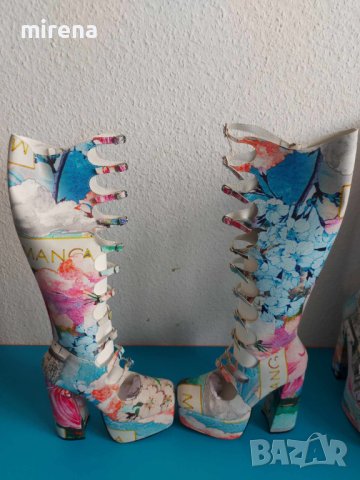 Аниме манга косплей ботуши на висока платформа, каишки, катарами, Nasty Gal, снимка 7 - Дамски ботуши - 42454406