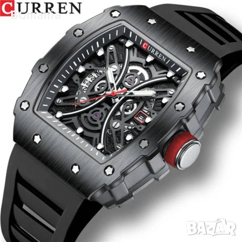 Мъжки часовник Curren Black k8438c1 силиконова каишка
