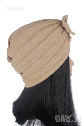 Тюрбан за коса с пандела в бежово, снимка 2 - Аксесоари за коса - 40511229
