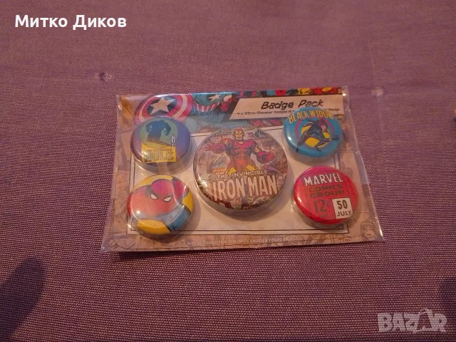 Iron Man, Spider-Man, Hulk и Black Widow значки нови на Piramid