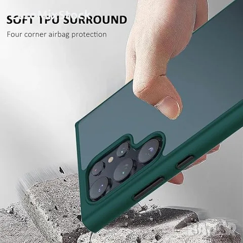 Матово зелен кейс за Samsung Galaxy S24 Ultra SEVNDE с твърд гръб и стойка за телефон, снимка 7 - Samsung - 55911371