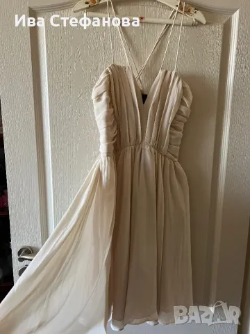 Wow разкошна  ефирна елегантна парти коктейлна официална кукленска рокля цвят пудра