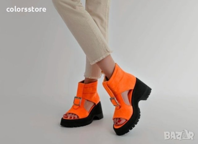 Летни боти- оранжеви с черно ходило - LB50