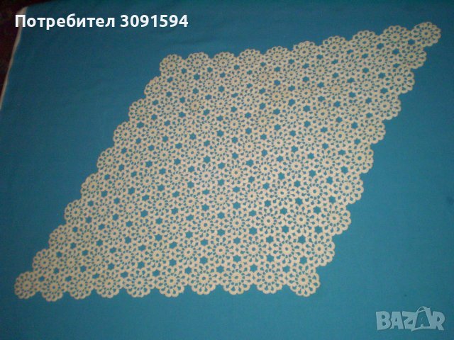 Ретро плетена на една кука ромбоидна покривка на цветя, снимка 5 - Антикварни и старинни предмети - 41940119