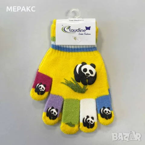 Детски ръкавички Панда, жълти, 3-5 год.